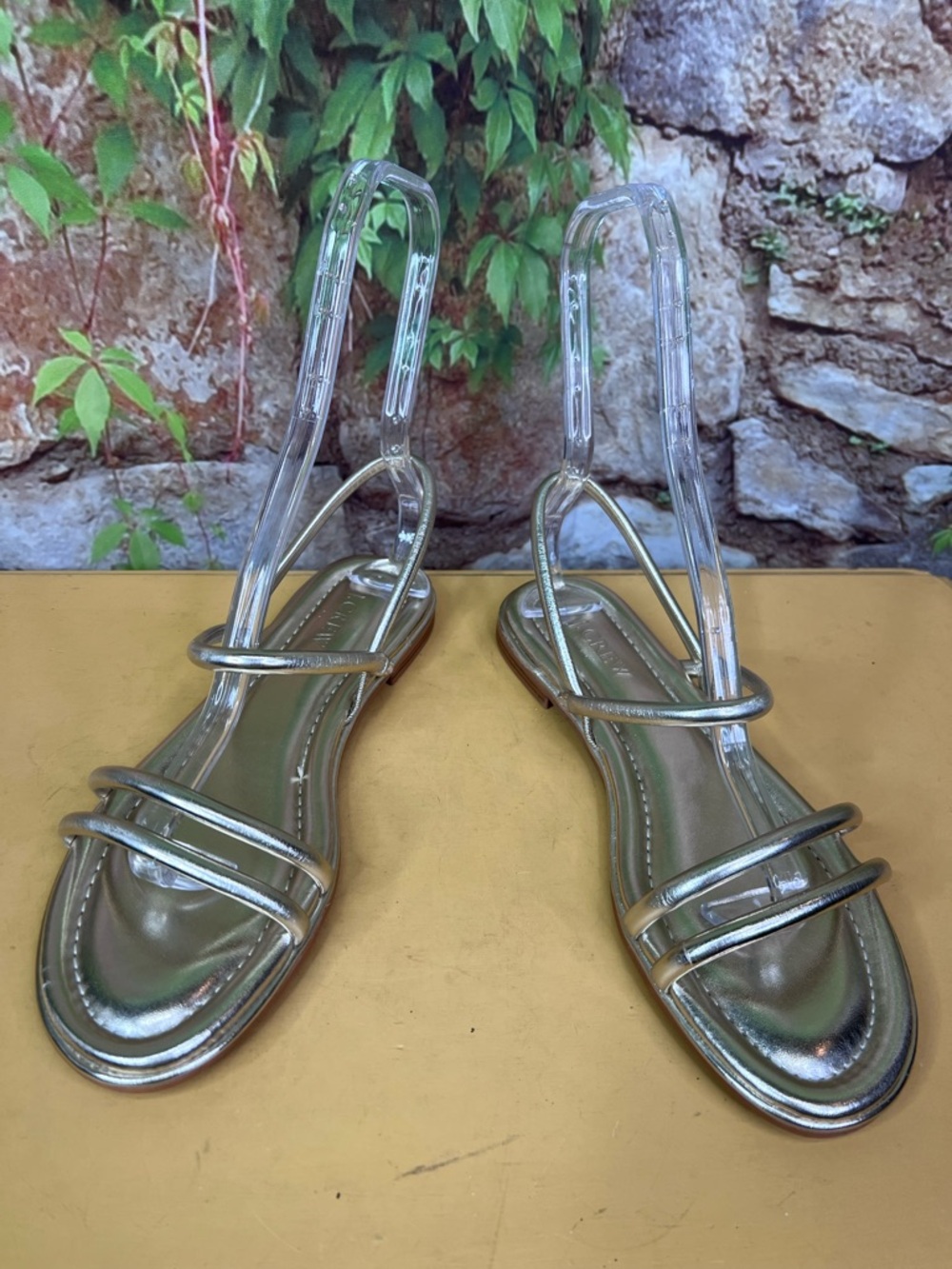 J. CREW Tubular Gold Metallic Strappy Sandals, 9 - Picture 5 of 8